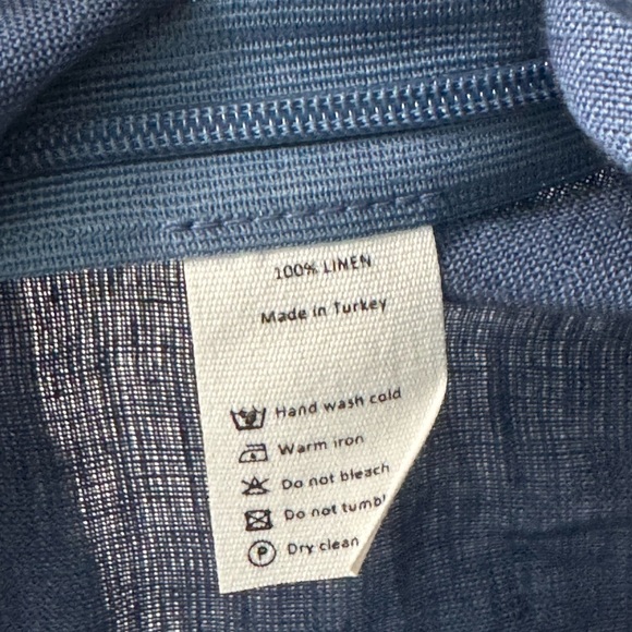 Piece of White Athena Plunging Maxi Dress 100% Linen in Blue - Picture 11 of 13